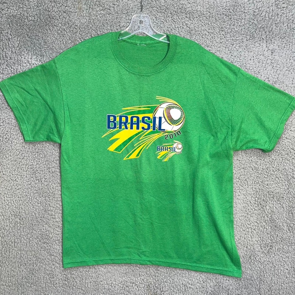 Brazil T Shirt Men's Size XL Green World Cup 2010 Brasil Futbol Soccer‎ Tee
